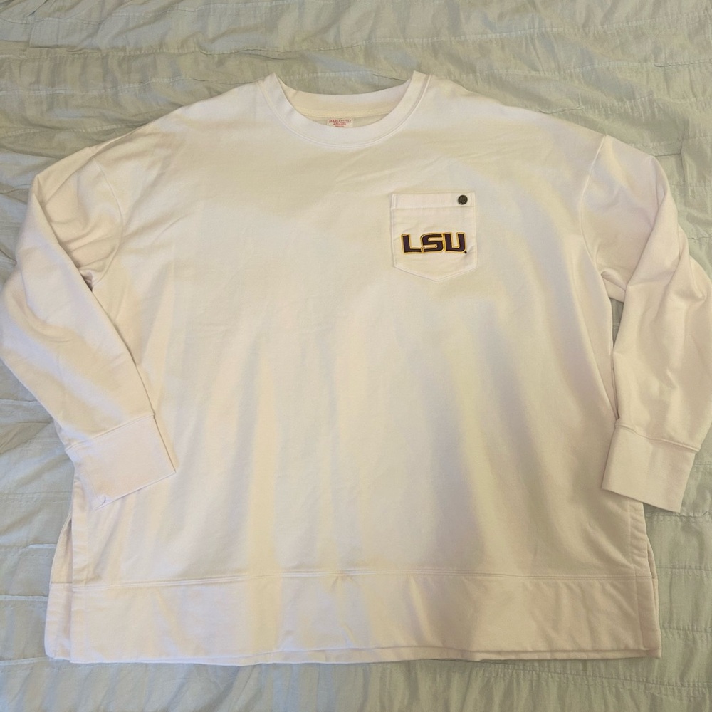 MARELYLILLY White LSU Long Sleeve Soft Sweatshirt